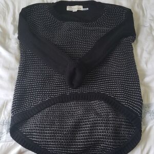 𝅺vintage Havana Open Knit Crochet Sweater, Black White Stripped , Size Large